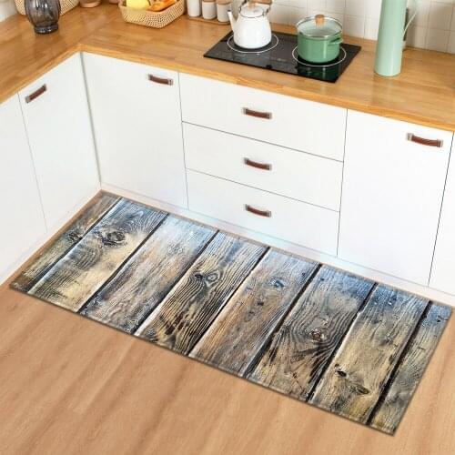 Kitchen Carpet Entrance Doormat Wood Grain Living Room Bedroom Anti-Slip Floor Mat Home Bathroom Hallway Balcony Decoration Rugs