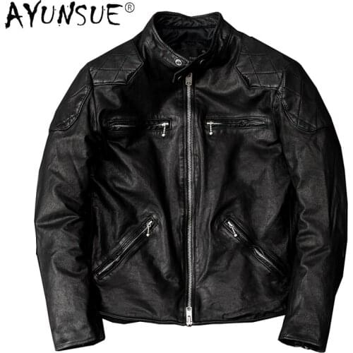 Real Sheepskin Coat Genuine Leather Jacket Motorcycle Coats and Jackets Korean Men Clothing Chaqueta De Cuero Hombre WPY3700