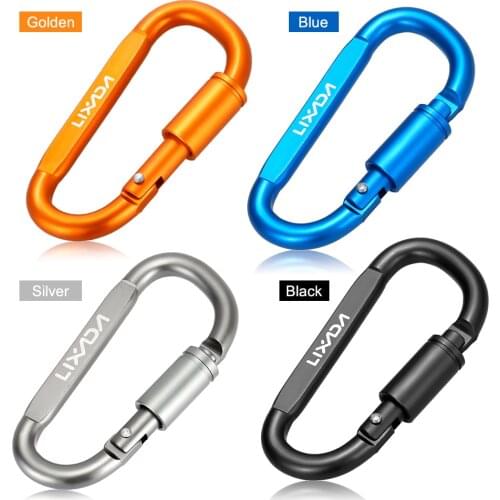 Lixada Aluminum Alloy D-ring Locking Carabiner Screw Lock Hanging Hook Buckle Keychain for Outdoor Camping Hiking
