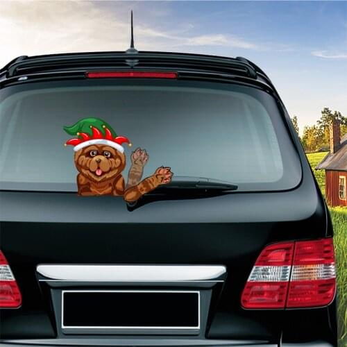Cute Chow Dog Removable Car Styling Waving Wiper Stickers and Decals PVC Rear Window Windshield Stickers Decorative Accessories