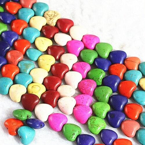 Multicolor 7 style synthetic calaite turquoises stone women loose beads jewelry spacers finding heart coin rice cube 15inch B293