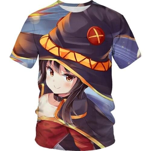2021 Summer Hot Sale Anime Girl Pattern 3D Printing Harajuku Fashion Trend T-shirt Summer New Mens T-shirt Large Size