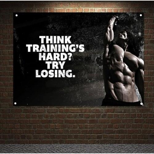 Man Muscular Body Flags Sign Motivational Poster Wall Art Canvas Painting Stickers Workout Bodybuilding Banners Gym Wall Decor