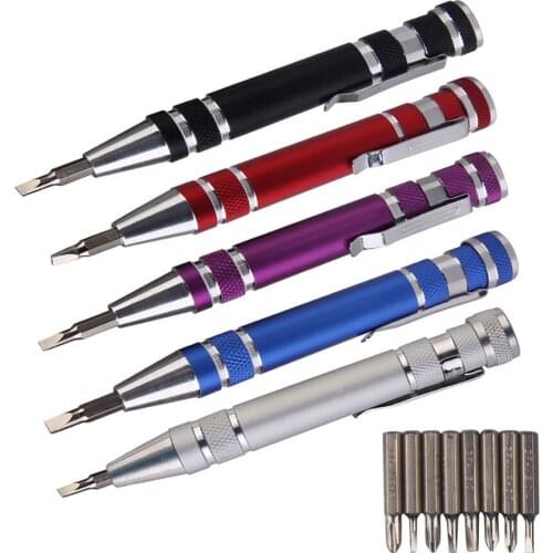 8 in 1 Multi-Tool Screw Driver Aluminum Screwdriver Set Pen Style Repair Tools for Mobile Phone Hand Tools