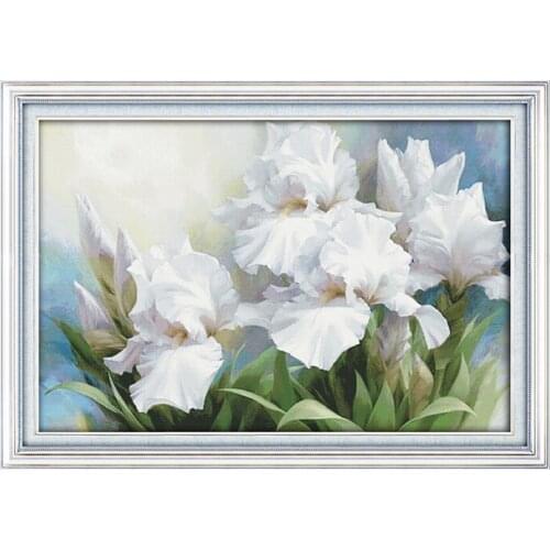 Counted Cross Stitch Kit Iris Embroidery Needlework Stamped Flower Patterns Canvas Thread 11CT 14CT Printed Handmade Decor Sets