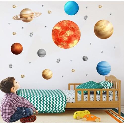Nine Planet Wall Stickers DIY Earth for Living Room, Bedroom Childrens Room, Environmental Protection Removable Decoration