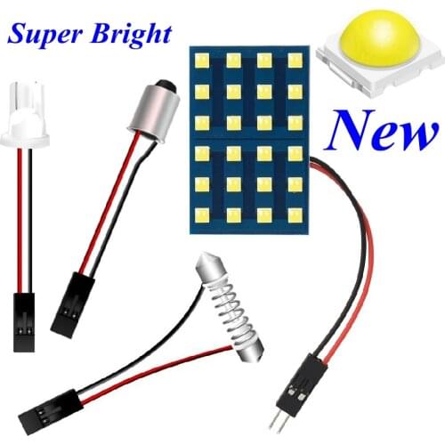 2020 New LED Panel Super Bright Car Interior Reading Lamp Auto Dome Bulb Roof Light With T10 W5W BA9S C5W Festoon 3 Adapter Base