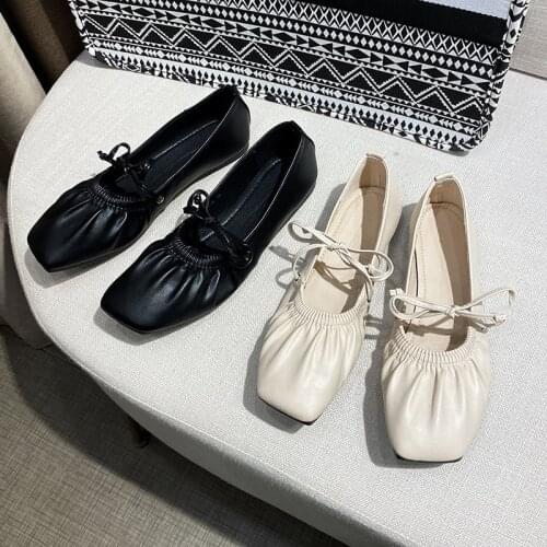 2021 New Spring and Autumn Single Shoes Women Flat Bottom All-match Shallow Mouth Flat with Fairy Gentle Shoes Grandma