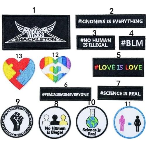 New Black and White Long Strip Letters Round Embroidery Patch Clothes Jeans Down Decoration Diy Repair Hole Decoration Patch