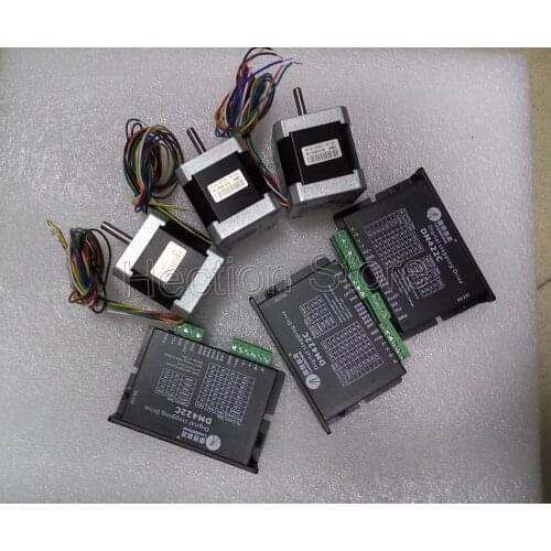 Wholesale 6pcs a lot 3D printer system include 3 pcs stepper motor NEMA 17(0.3NM) and 3 pcs Leadshine stepper driver DM422C