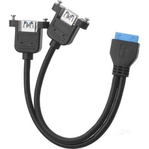 CY Motherboard 20pin Header to 2 Ports USB 3.0 Female Back Panel Cable Adapter 20CM