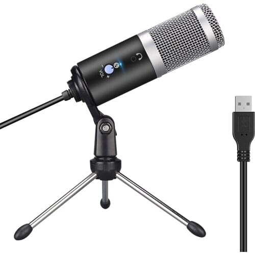 PC Microphone USB Computer Condenser Gaming Mic, Plug & Play with Tripod Stand for Recording Podcasting Streaming