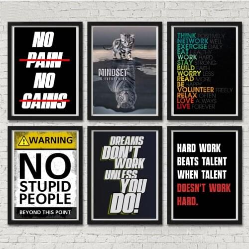 Never Give Up Canvas Poster Mind Is All Office Inspirational Phrases Inspirational Words Wall Art Furniture Decoration Painting