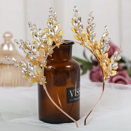 Luxury European Style Golden Silver Bridal Flowers Branches Zircon Hair Bands Hair Bands Hair Accessories Wedding Bridal Jewelry