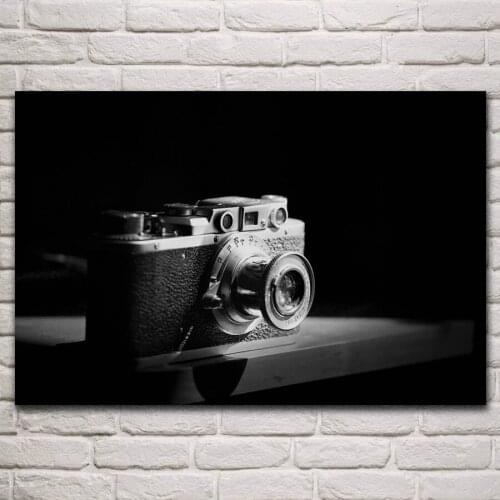 Retro camera black and white photography artwork living room decor home art decoration wood frame fabric poster KN358