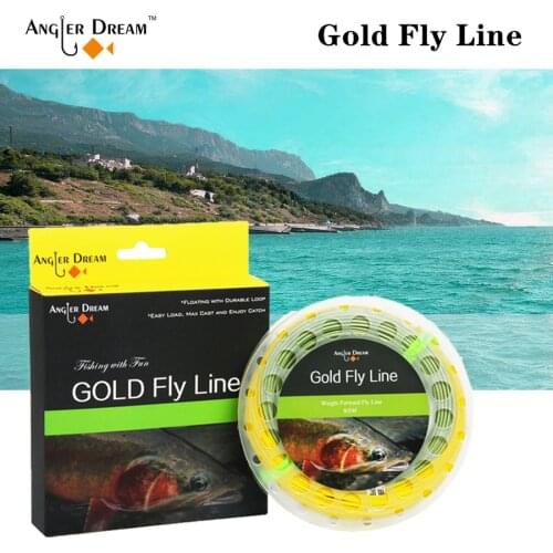 Angler Dream Fly Fishing Line Gold Floating Fly Line WF 2F 3F 4F 5F 6F 7F 8F 9F 100 FT Fly Fishing Line With Two Welded Loops