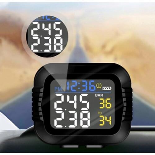 Motorcycle TPMS Tire Pressure Tyre Temperature Monitoring Alarm System LCD Display With 2 External Sensors Magnetic USB Charging
