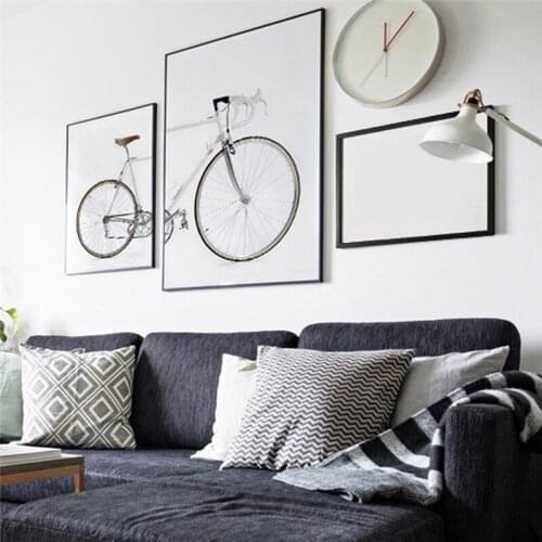 Nordic Modern Restaurant Bedroom Decor Canvas Painting Black and White Scenery Bicycle Two Piece Picture Wall Art Decor Poster