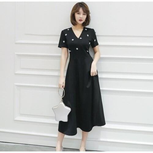 Formal Dress Women Elegant Business Dress For Women Office Summer V Neck Plus Size Xl 5Xl Casual Dresses For Women 2019 DD2322