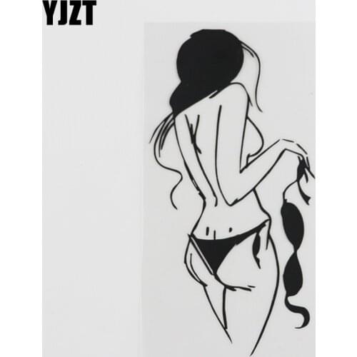 YJZT 8.8CMX17.2CM Hot Sexy Lingerie Naked Girl Woman Decal Vinyl Car Sticker Black/Silver 8A-0414