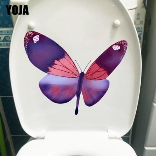 YOJA 21.9X21.3CM Hand Drawn Butterfly Cartoon Wall Sticker Decal Creative WC Toilet Decoration T1-2142
