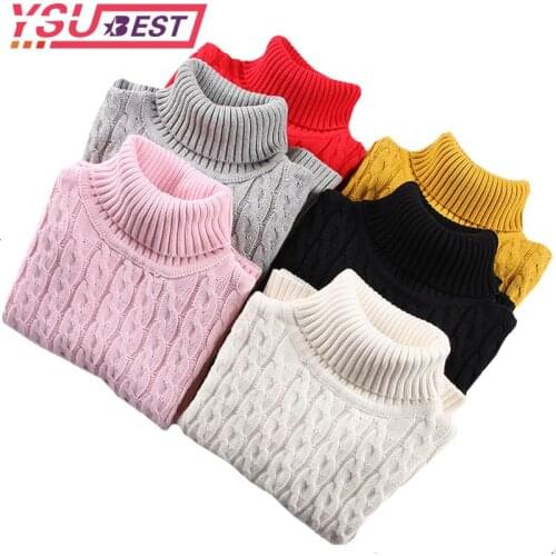 2020 Boys Winter Pullover Sweater Boys Girls Christmas Sweaters Children Kids Knitted Pullover Warm Outerwear Turtleneck Sweater