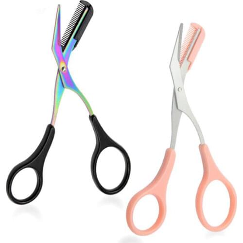 1PC Eyebrow Trimmer Scissors Comb Eyelash Hair Scissors Clips Shaping Eyebrow Razor Grooming Wenk Brauw Trimmer Makeup Tools