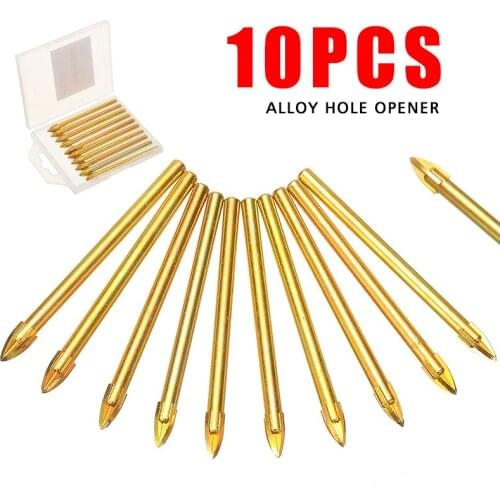 10pcs Cross Hex Tile Bits Glass Ceramic Concrete Hole Opener Cross Spear Head Drill Bit