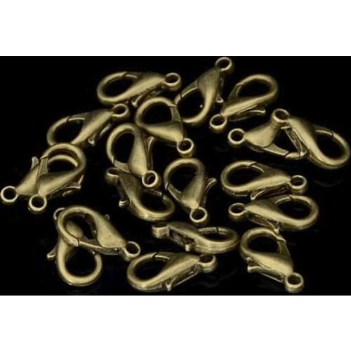 150pcs 8mmx14mm Good Quality Antique Bronze/Silver tone Metal Lobster Clasps Hooks Connector Charm Finding,DIY Accessory Jewelry