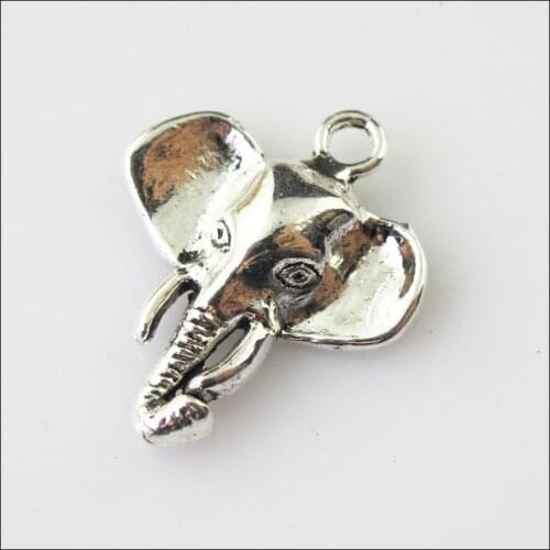 18 New Animal Elephant Head Tibetan Silver Tone Charms Pendants 22x25mm