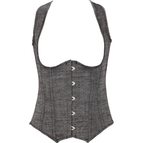 2021 New Plus Size S-6XL Personality Straps Glue Bone Women Vest Slimming Waist Cincher Shaper Grey Body Shapewear Corset