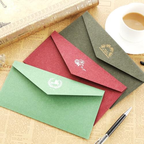 3Pcs/Pack Retro Gold Solid Color Envelopes Card Wedding Vintage Party Scrapbooking Gift Stationery School Office Supplies n976