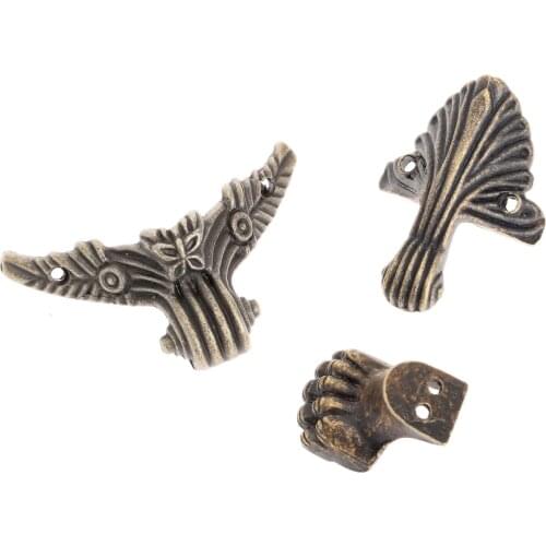 4Pcs Antique Bronze Corners elephant shape Brackets Wood Box Feet Brass protector Jewelry Gift Box Leg Decorative Metal 3sizes