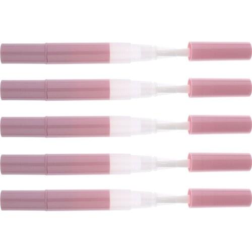 5Pcs 3ml Portable Empty Twist Pen with Brush Cuticle Oil Container Lip Gloss Balm Nail Polish Tube