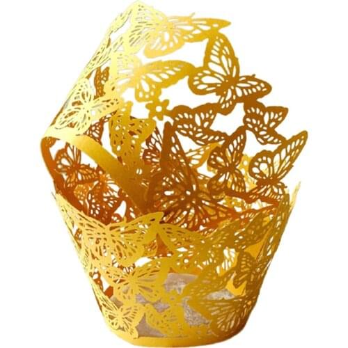 50pcs Butterfuly Lace Laser Cut Cupcake Wrappers Wedding Party Decoration DIY Cupcake Wrapper Baby Shower Handmade Cake Decor