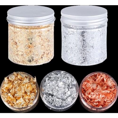 10g Glitters Copper Aluminum Gold Leaf Flake Resin Mold Fillings Sequins Shiny Gold Foil Flakes Art Decoration Jewelry Making