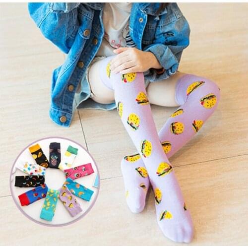 3-12Y Children Socks Kids Banana High Quality Fashion Pineapple Fruit Print Funny Socks for Boys Girls Knee High Long Stockings