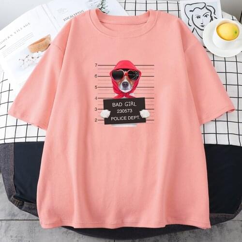 Dog Wearing Sunglasses And Headscarf Printed Tshirt Womens Fitted Home Top Fashion O-Neck Clothing Casual Summer Woman T-Shirts