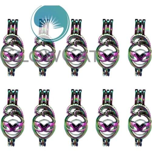 GLOWCAT 10x C651 Multicolor Dance Party Mask Beads Cage Jewelry Making Perfume Essential Oil Diffuser Pearl Cage Locket Pendant