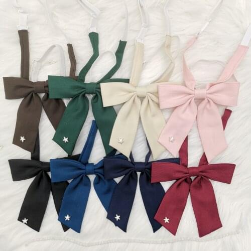 [Cotton Small Long Handle] Angle Ribbon Solid Color JK Bow Tie Womens All-Match Uniforms Shirt Japanese Style Students Bow Tie