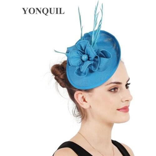 Imitation Sinamay Formal Bride Hat Wedding Fascinator Elegant Women Party Tea Headpiece Hair Clip Ladies Show Race Chapeau Cap