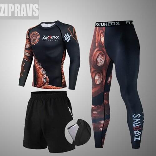 Boxing Shirts Set Compression Men Sport T shirts+Pants Rashguard Jitsu Rash Guard KickBoxing Sets Muay Thai Jersey MMA Fightwear