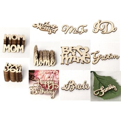 15Pcs Wedding Table Confetti/Decorations Vintage Small Wooden Words