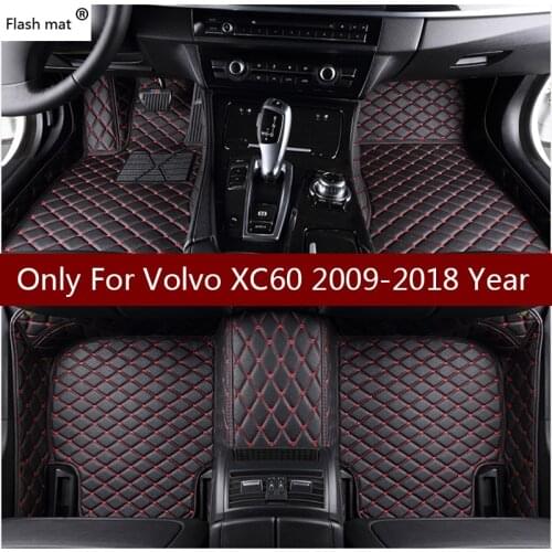 Flash mat leather car floor mats for Volvo XC60 2009-2012 2013 2014-2016 2017 2018 Custom auto foot Pads automobile carpet cover