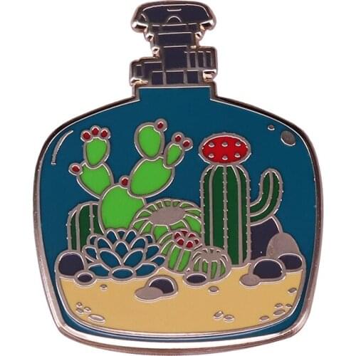 Beautiful cactus terrarium enamel pin succulent plant brooch nature lovers gardener addition