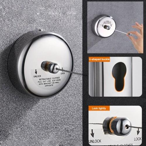 Multifunctional Punch-free Clothesline Portable Indoor Outdoor Retractable Stainless Steel Bathroom Invisible Storage Rope Rack