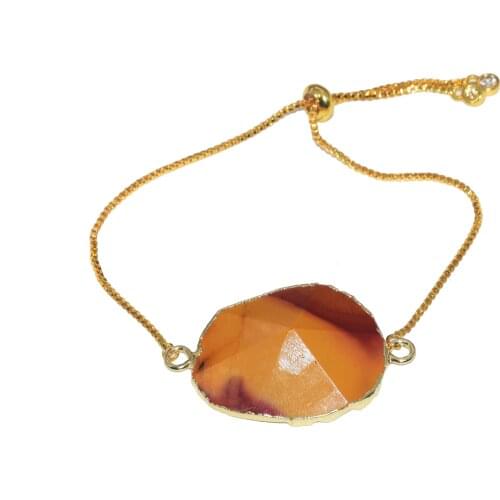 Fashion Jewelry Irregular Connector natural stone mens bracelets 2019 red yellow face blood stone couple bracelet for men gift