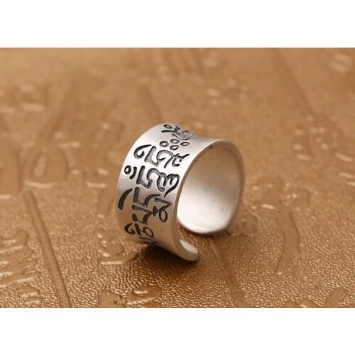 999 STERLING SILVER Om Mani Padme Hum men women Ring Jewelry A3296