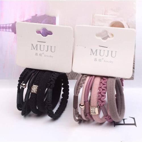 Hair Ties 6-piece Korean elastic hair band Women Headwear Hairband rope Hair Bands simple Rubber bands Headband hair accessories