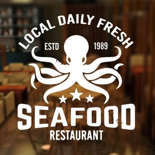 Local Daily Fresh Quote Wall Sticker Seafood Restauramt Wall Decal Home Decor For Kitchen Seafood Market Vinyl dw11387